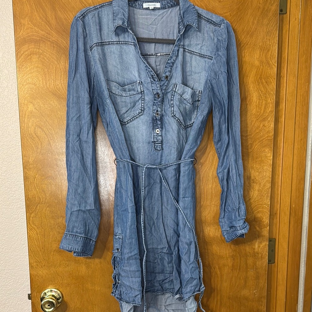 Denim Long Sleeve Shirt Dress